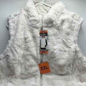 Nicole Miller Women's Original Reversible Quilted Faux Fur Vest (Ivory, XXLarge)